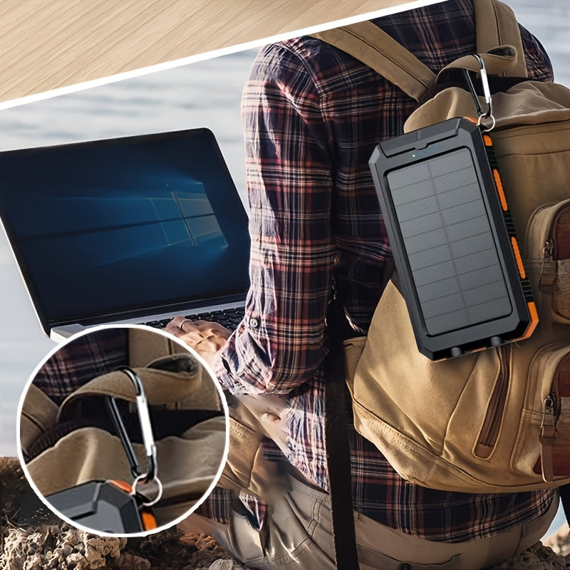 10000mAh 5V2A Fast Charging Multifunctional Solar Panel Power Bank with Ultra-bright LED Light, Large Capacity Rechargeable Portable Mobile Phone Charger, Dual Flashlights, Dual USB Port, Outdoor Travel Battery Packs, for iPhone/Android
