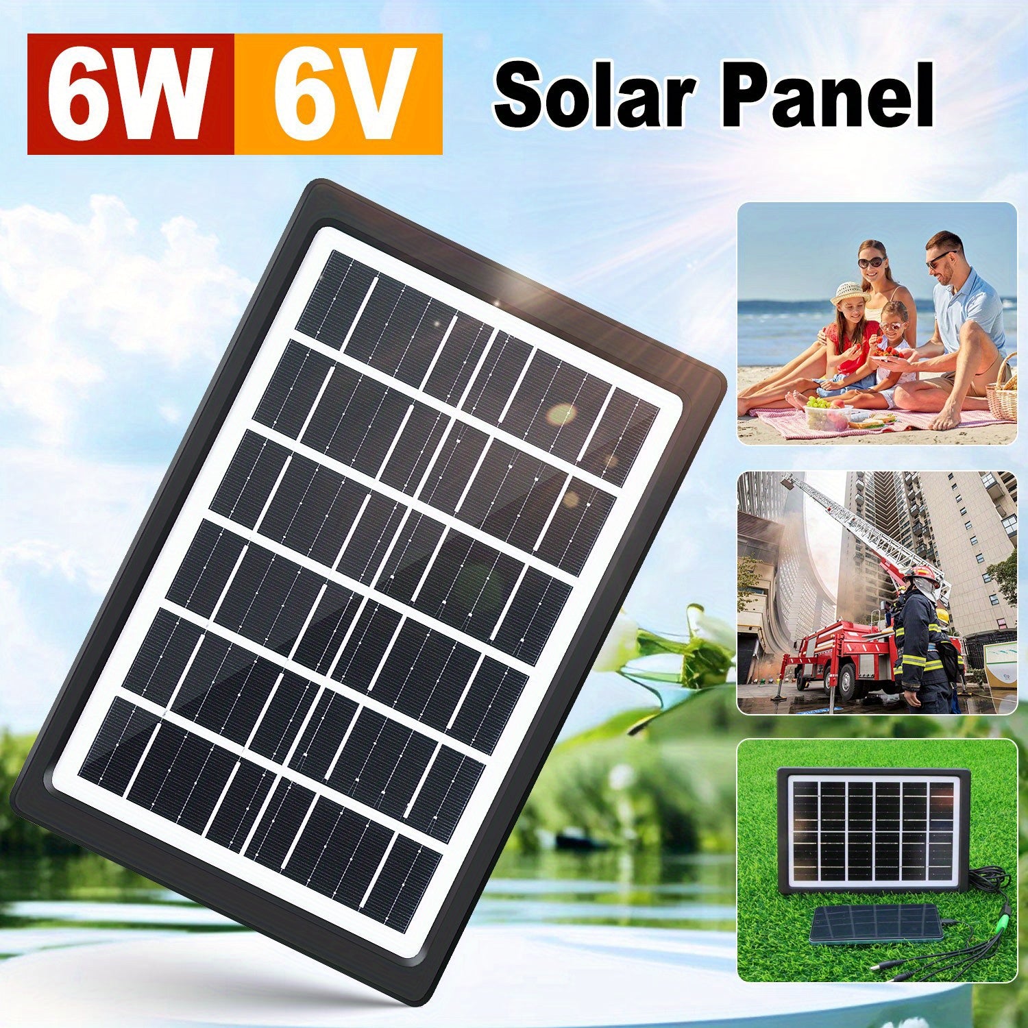 Lylting 1pc Cell Phone Solar Portable Charger-6w-6V with Multiple Interfaces USB, Excellent Choice for Outdoor Cell Phone Accessories, Suitable for Cell Phone Flashlight Small Fan Mobile Power Men's Razor