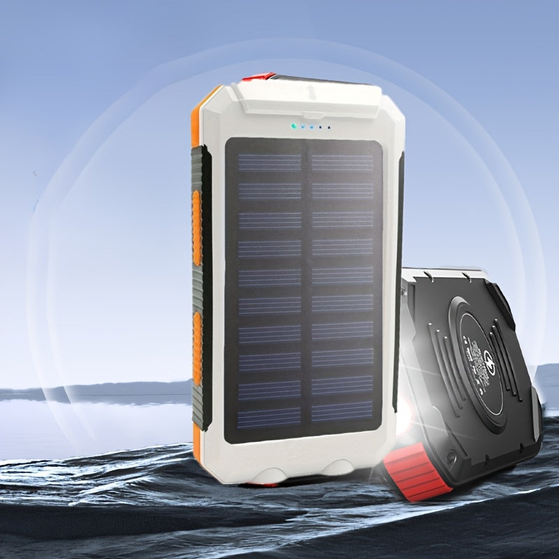 [Solar Power Bank] Solar Powered Portable Power Bank | Dual 5V USB Ports, 2 LED Flashlights, High Quality External Backup Battery Pack for Cell Phones, Camping, Hiking, Emergency Power, Compact Design, Durable Construction
