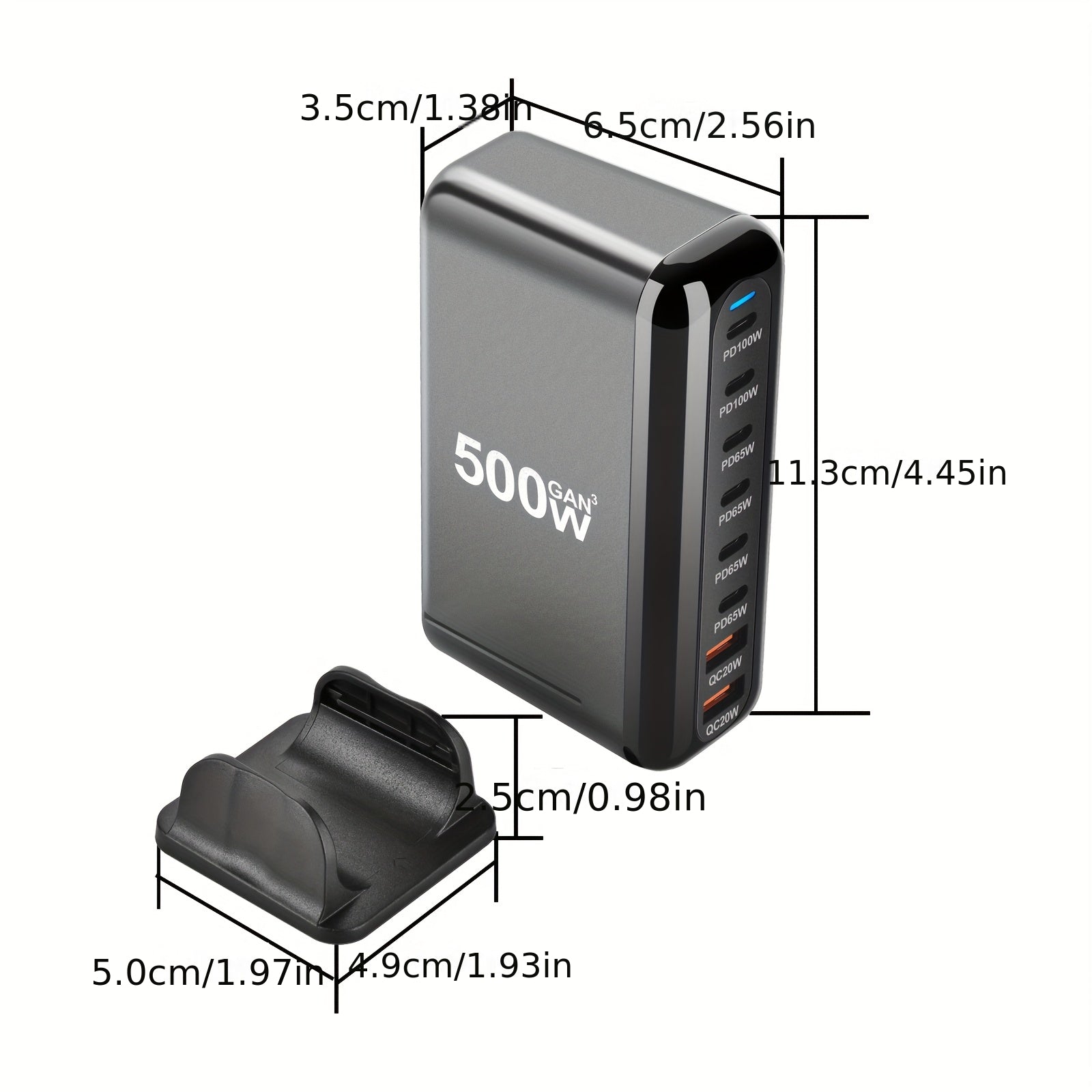 Multi Charging PD Charger New 500W GAN 6C2A 8 Ports Desktop Charging Desktop GaN Charger for Multiple Mobile Phone Type C Quick Charge 3.0, High Power Charging, Desktop Device Charging, Power Delivery Charger, Multi Port Charger, Compact Desktop Design,