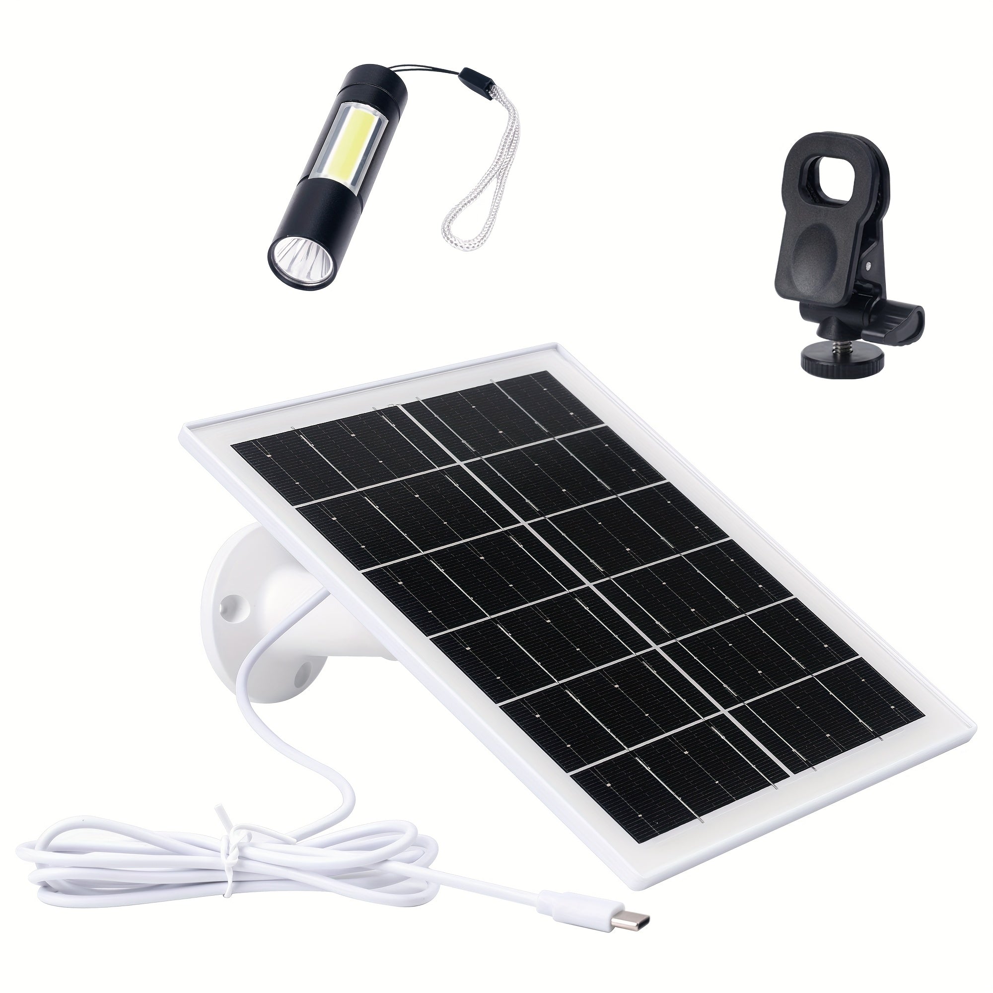 5W High Efficiency Battery Solar Panels, 5200mAh Portable Solar Charger with USB Connector for Outdoor Built-in Battery Security Cameras and String Lights, Solar Panel with Battery, Solar USB Charger, Solar Panel Portable, Solar Battery Charger, Outdoor