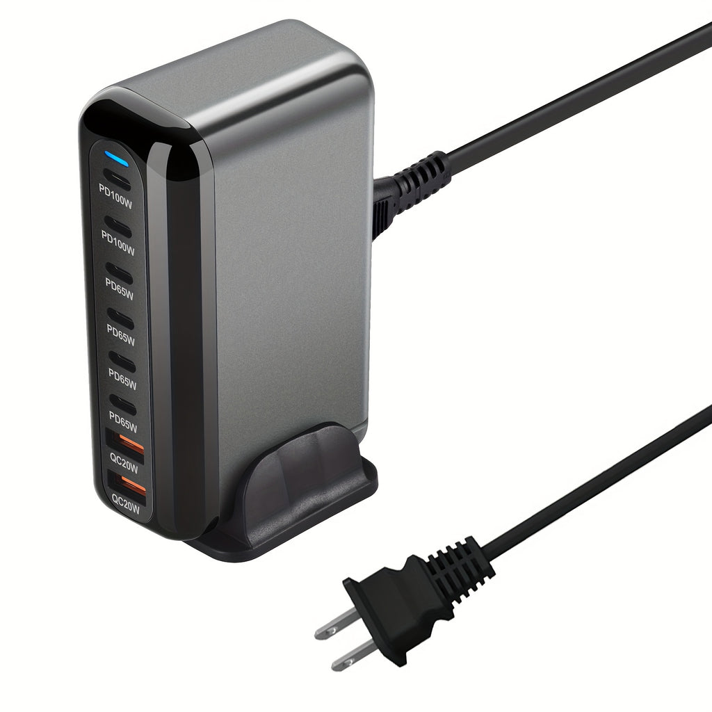 Multi Charging PD Charger New 500W GAN 6C2A 8 Ports Desktop Charging Desktop GaN Charger for Multiple Mobile Phone Type C Quick Charge 3.0, High Power Charging, Desktop Device Charging, Power Delivery Charger, Multi Port Charger, Compact Desktop Design,