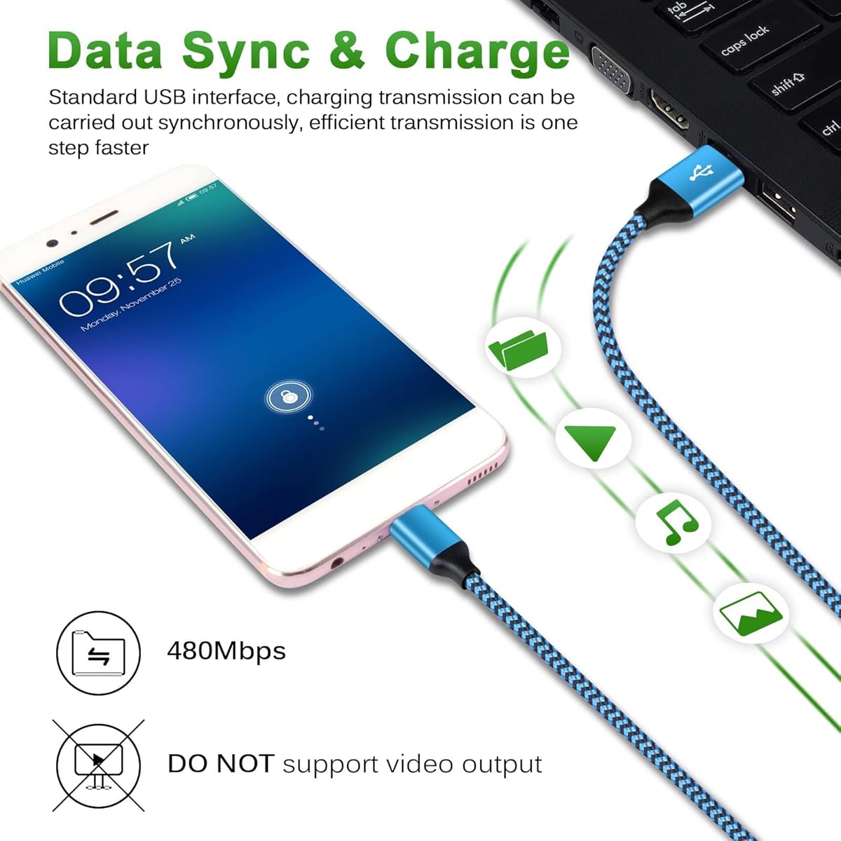 Phone Charger Cord 3-Pack, Fast Charging Type-C Cable for Galaxy A13 5G/A03s/A14/A54/A15/S24 Ultra/Z Fold5/A52/A23/A32/A53/A71/S23 FE/S21/S10, iPhone 15, Moto G6, LG Stylus 6, Versatile Tech Accessory, Vibrant Packaging, Multipack Value