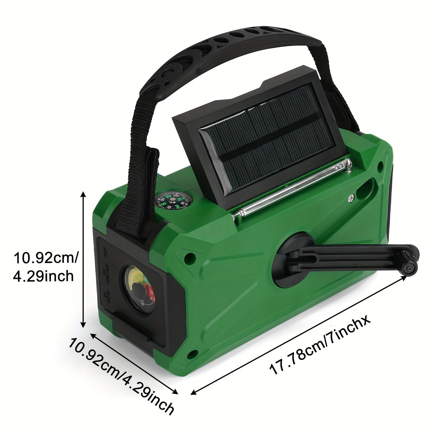 36800mwh 1 Pack Emergency Radio with AM/FM, 3-Way Charging (Hand Crank/Solar/USB), SOS Alarm, Flashlight, Reading Light, Thermometer, Compass & 10000mAh Power Bank - Perfect Survival Kit for Outdoor, Camping, Emergencies