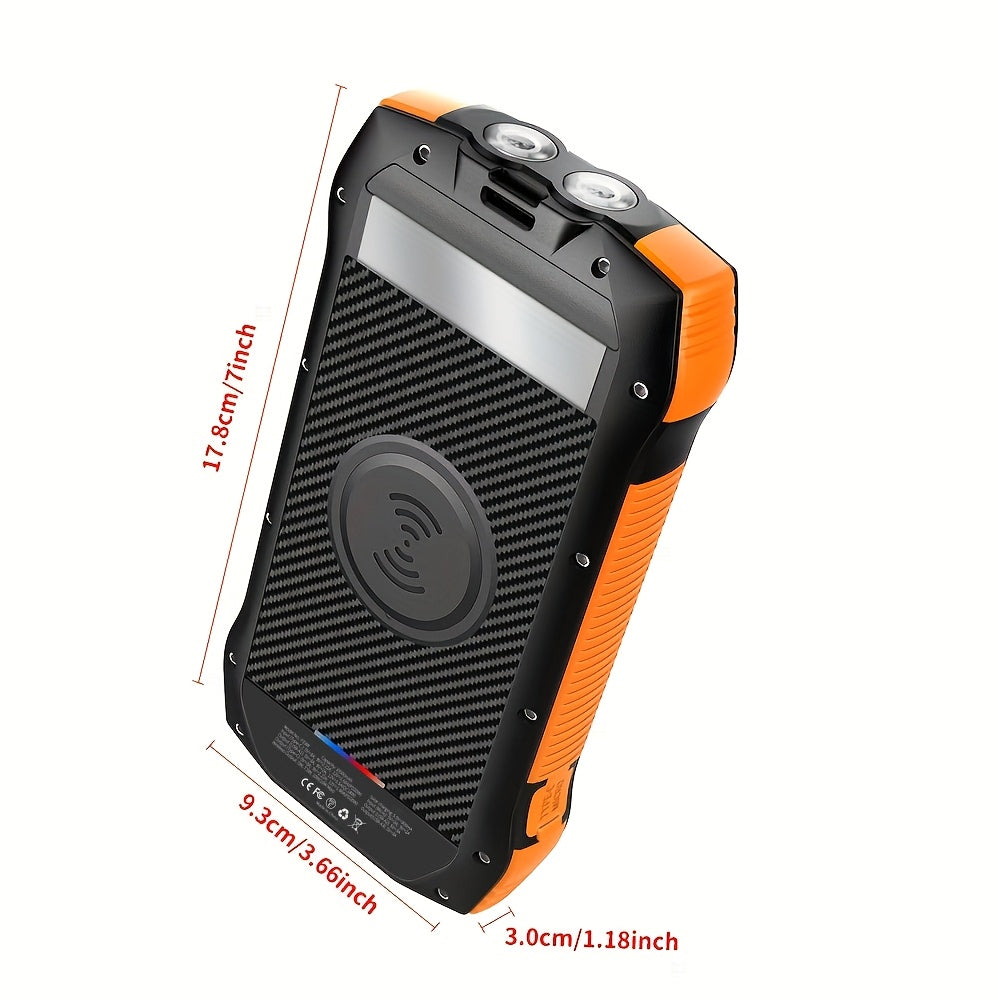 40000mah Large-capacity Solar-powered Wireless Power Bank, With 3 Built-in USB Ports, TYPE-C Output And Input, QC3.0PD 20W Fast Charging, Flashlight, Essential For Outdoor Use, Suitable For Charging Various Devices