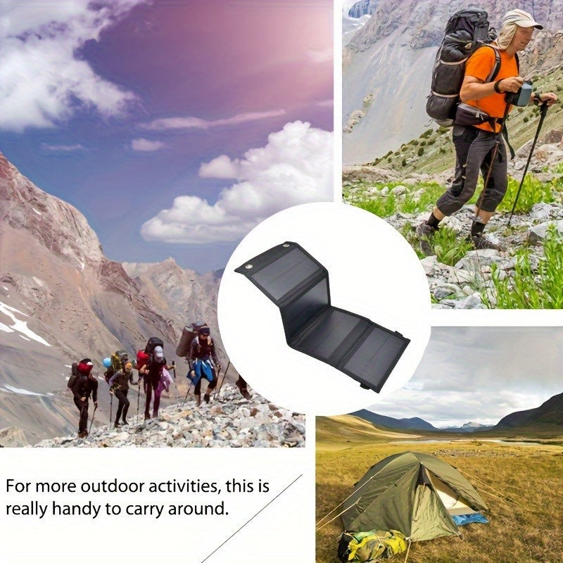 1pc 20W Portable Solar Panel - USB-Powered Outdoor Power Bank with 4 USB Ports, Compact & Lightweight Design for Camping, Travel, Home Use - Solar Phone Charger, Camper Accessories, Travel Power Solution, Durable Solar Panel