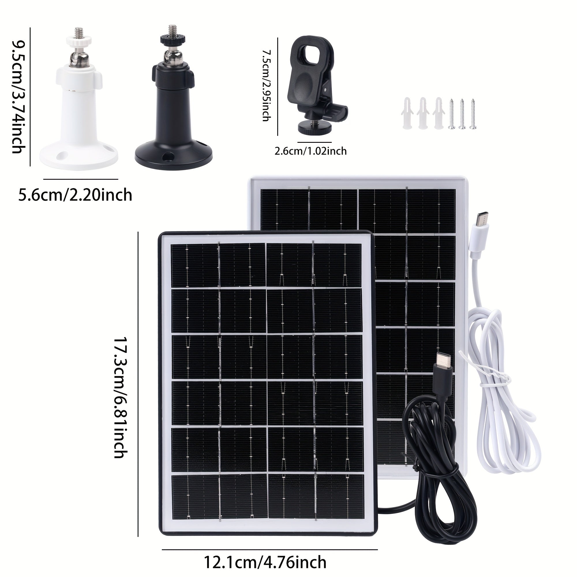 5W Solar Panel with 5200mAh Built-in Battery - Portable Solar Charging Station, USB-C/USB-A Fast Charging, 5V Outdoor Power Bank for Security Cameras, Doorbells, Lights, Phones, Fans, Emergency Backup Power - Compact & Lightweight Design with 360°