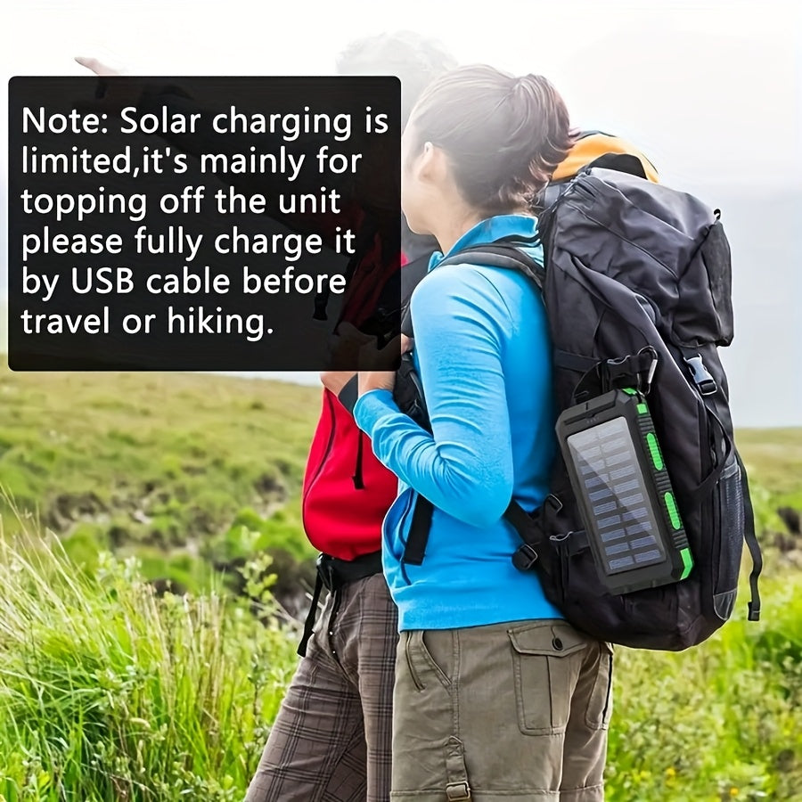 10000mAh 5V2A Fast Charging Multifunctional Solar Panel Power Bank with Ultra-bright LED Light, Large Capacity Rechargeable Portable Mobile Phone Charger, Dual Flashlights, Dual USB Port, Outdoor Travel Must Have Battery Packs, USB-C Ouput & Input, for