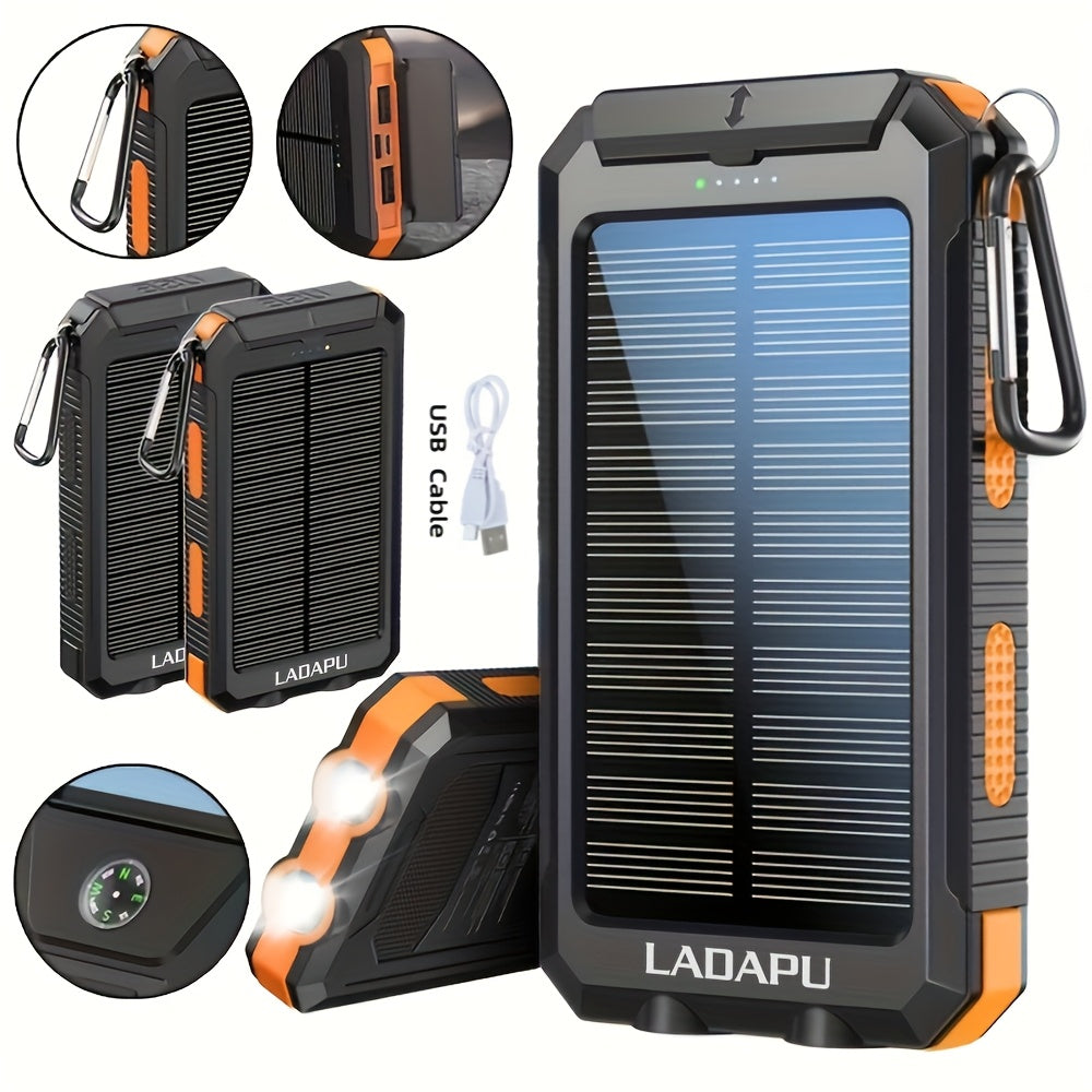 10000mAh 5V2A Fast Charging Multifunctional Solar Panel Power Bank with Ultra-bright LED Light, Large Capacity Rechargeable Portable Mobile Phone Charger, Dual Flashlights, Dual USB Port, Outdoor Travel Battery Packs, for iPhone/Android/Smartphone