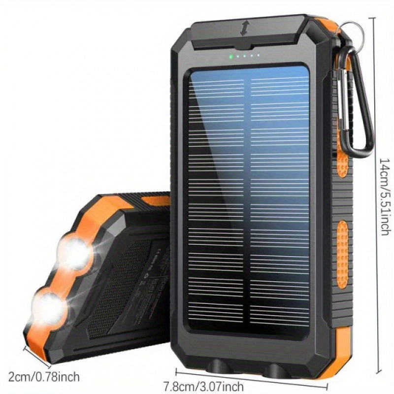10000/12000/20, 000mAh Portable Solar Mobile Phone Charger, 1 X Dual USB Output Port Battery with LED Light, Compatible with IPhone and Android Phones