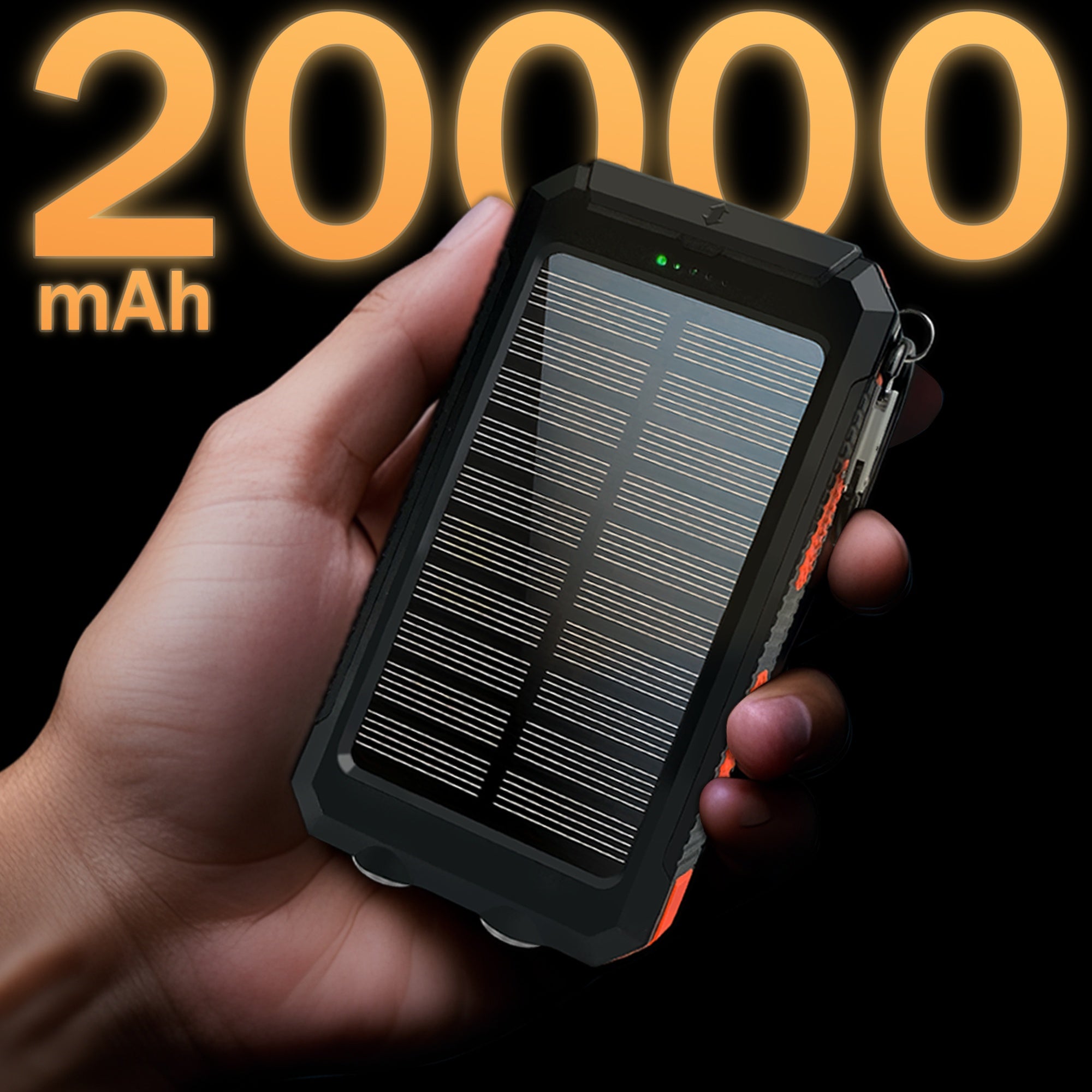 10000/20000mAh Portable Solar Power Bank, Portable Solar Mobile Phone Charger, Camping External Battery Charger for Mobile Phones, 2 USB/ LED Flashlights with Compass for Outdoor Activities