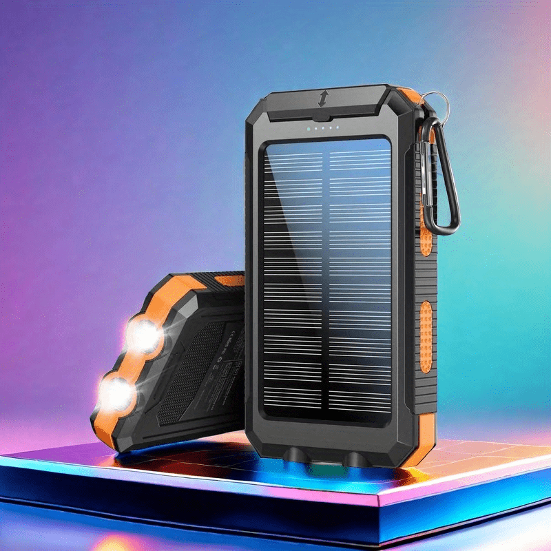 10000/12000/20, 000mAh Portable Solar Mobile Phone Charger, 1 X Dual USB Output Port Battery with LED Light, Compatible with IPhone and Android Phones