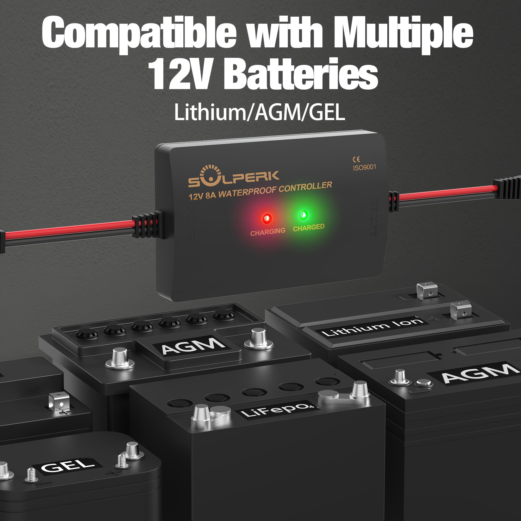 8A 12V Solar Charge Controller with LED Display PWM Intelligent Solar Panel Battery Regulator for Gel AGM Lead-Acid Lithium LiFePO4 Battery, Used In RV Boat Car, Solar Battery Charger, Solar Phone Chargers Fast Charge, Portable Solar Charger, Solar