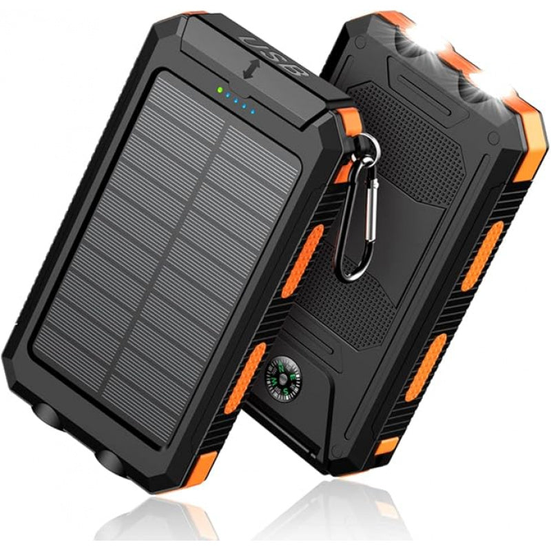 10000/12000/20, 000mAh Portable Solar Mobile Phone Charger, 1 X Dual USB Output Port Battery with LED Light, Compatible with IPhone and Android Phones