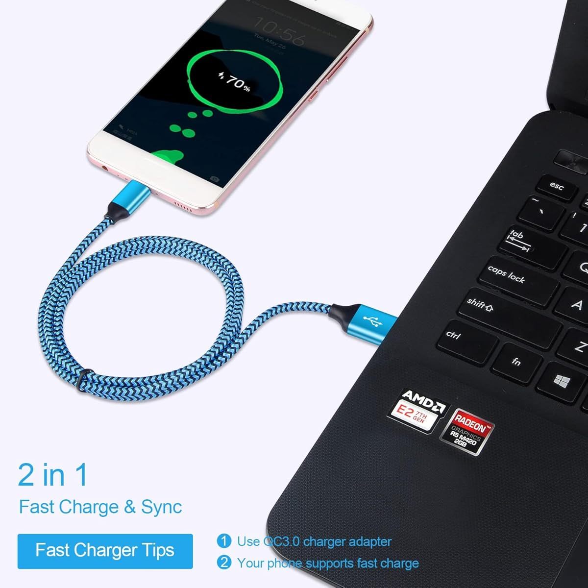Phone Charger Cord 3-Pack, Fast Charging Type-C Cable for Galaxy A13 5G/A03s/A14/A54/A15/S24 Ultra/Z Fold5/A52/A23/A32/A53/A71/S23 FE/S21/S10, iPhone 15, Moto G6, LG Stylus 6, Versatile Tech Accessory, Vibrant Packaging, Multipack Value
