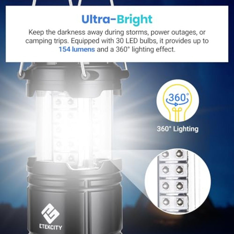 2 Pack Eticiency LED Flashlight & Lantern - Super Bright 395LM Tactical Flashlight with USB Charging, 30H Runtime, Emergency Power Bank, Compact & Portable with Hanging Hook, USB-Powered (Batteries Not Included) for Camping, Power Outages, Indoor/Outdoor