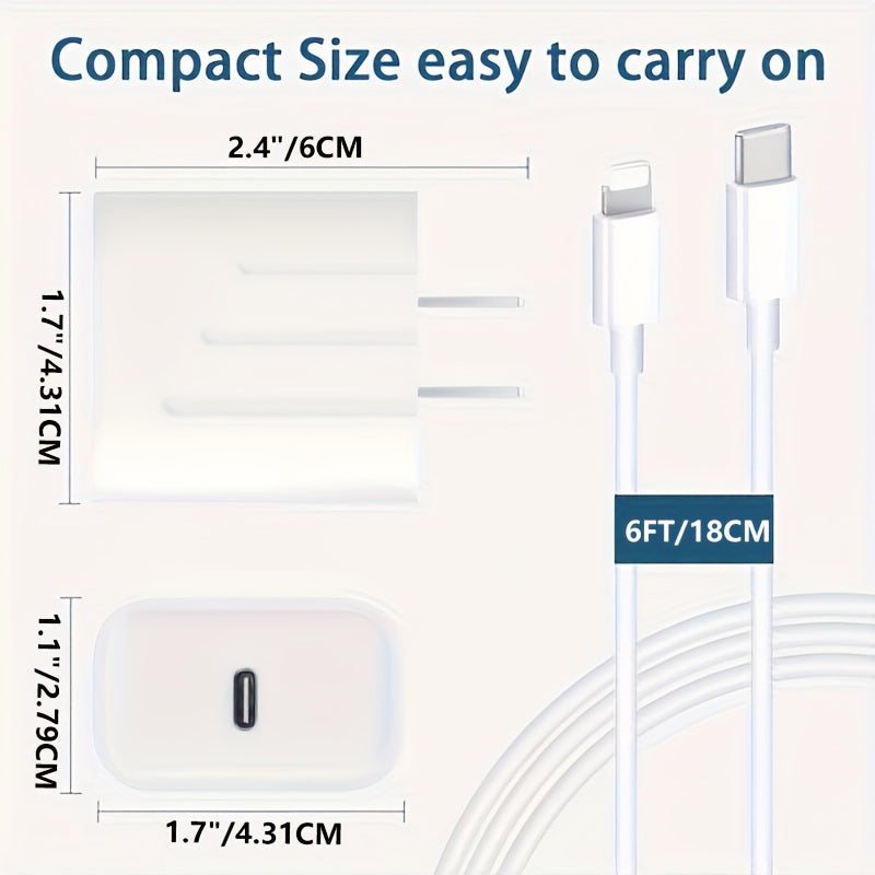 [Fast Charger] 20W Fast Charging Wall Charger Kit, USB-C to Lightning Cable | Universal Power Adapter for iPhone 14 Pro Max/13/12/11, PD Type-C Charger Kit, Charger Adapter Fast Charging, Wall Charger USB, USB C Fast Charging Cable, Multi USB Charger