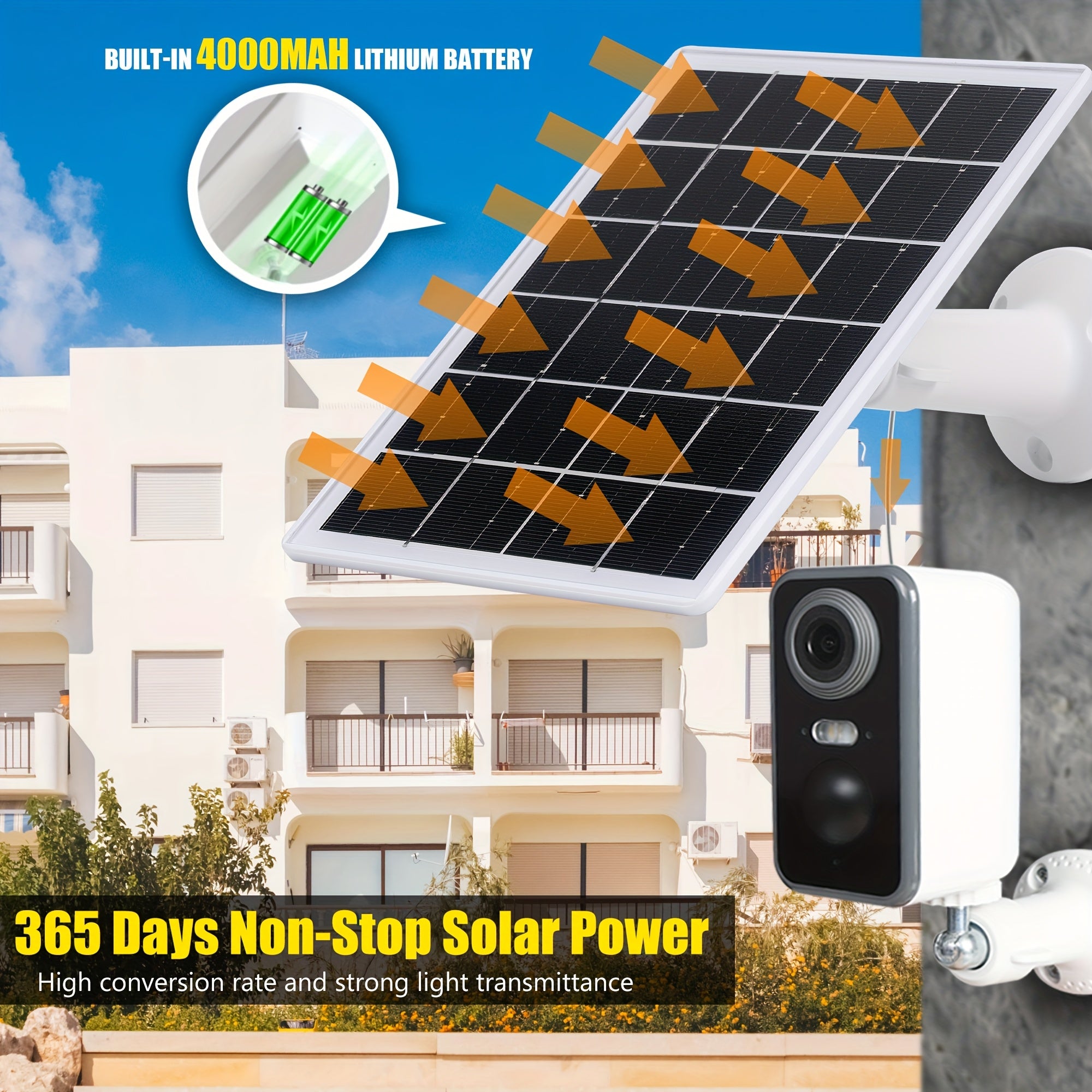 4000mAh Portable Solar Charger Panel with USB Connector, 3W Solar-Powered Charging Station for Outdoor Camping, Mobile Phones, Flashlights, Sports Cameras And Small Fans, Solar Panel with Built In Battery, Portable Solar Panel, Solar Panel Portable, Solar