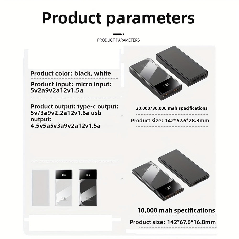 10, 000mAh High-Capacity Power Bank | 22.5W PD Fast Charging | 2-Device Simultaneous Charging | Smart LED Digital Display | Built-in LED Flashlight | Slim & Portable | Universal Compatibility (for iPhone 16/15/14/13/12 & for Samsung/Google/Android