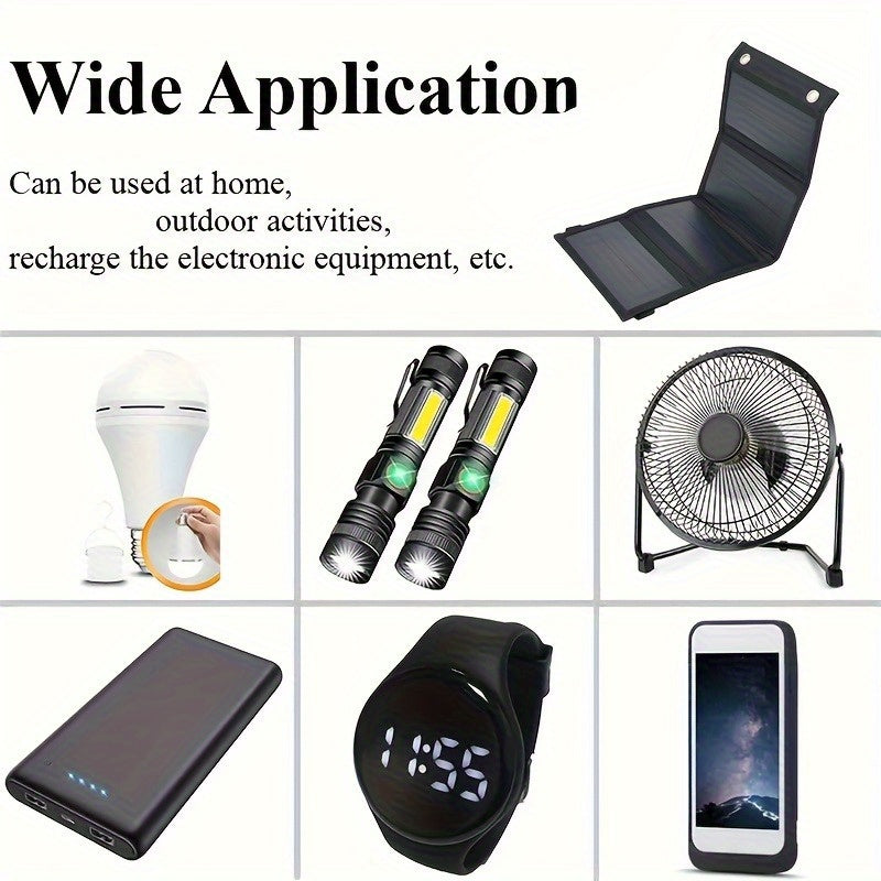 1pc 20W Portable Solar Panel - USB-Powered Outdoor Power Bank with 4 USB Ports, Compact & Lightweight Design for Camping, Travel, Home Use - Solar Phone Charger, Camper Accessories, Travel Power Solution, Durable Solar Panel