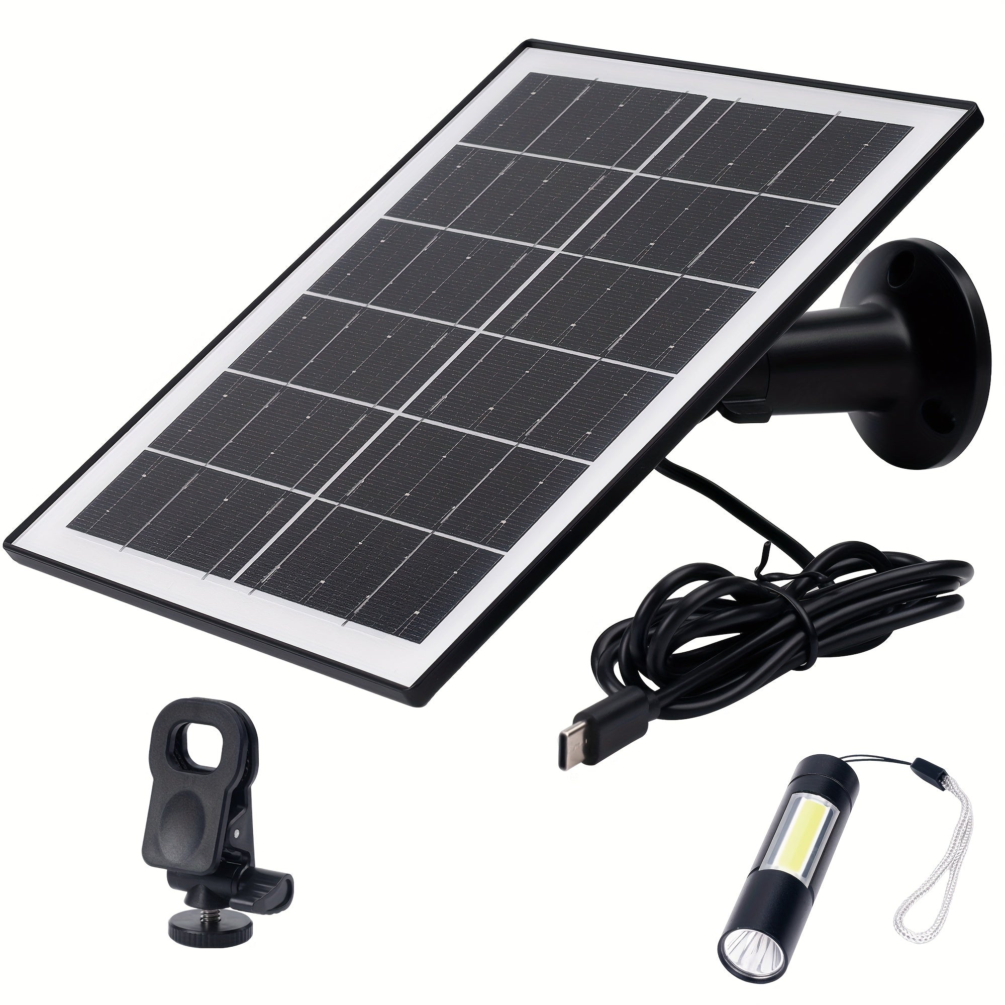 5W High Efficiency Battery Solar Panels, 5200mAh Portable Solar Charger with USB Connector for Outdoor Built-in Battery Security Cameras and String Lights, Solar Panel with Battery, Solar USB Charger, Solar Panel Portable, Solar Battery Charger, Outdoor