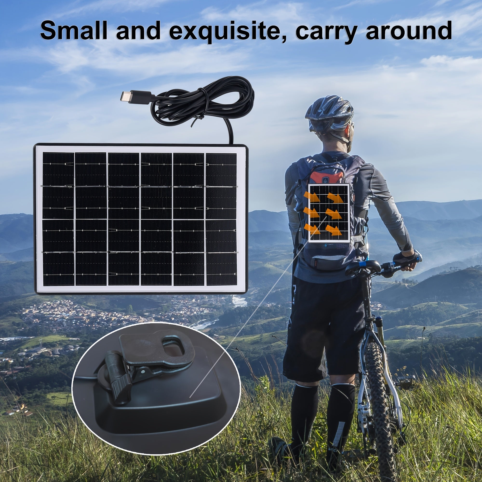 3W Solar Battery Charging Board, Equipped with A Large-capacity Rechargeable Lithium Battery (4200 Milliampere-hours), 5V Solar Battery Charging Board Is Used for Fans And 3C Electronic Devices Such As Mobile Phones, A Portable Emergency Power Source,