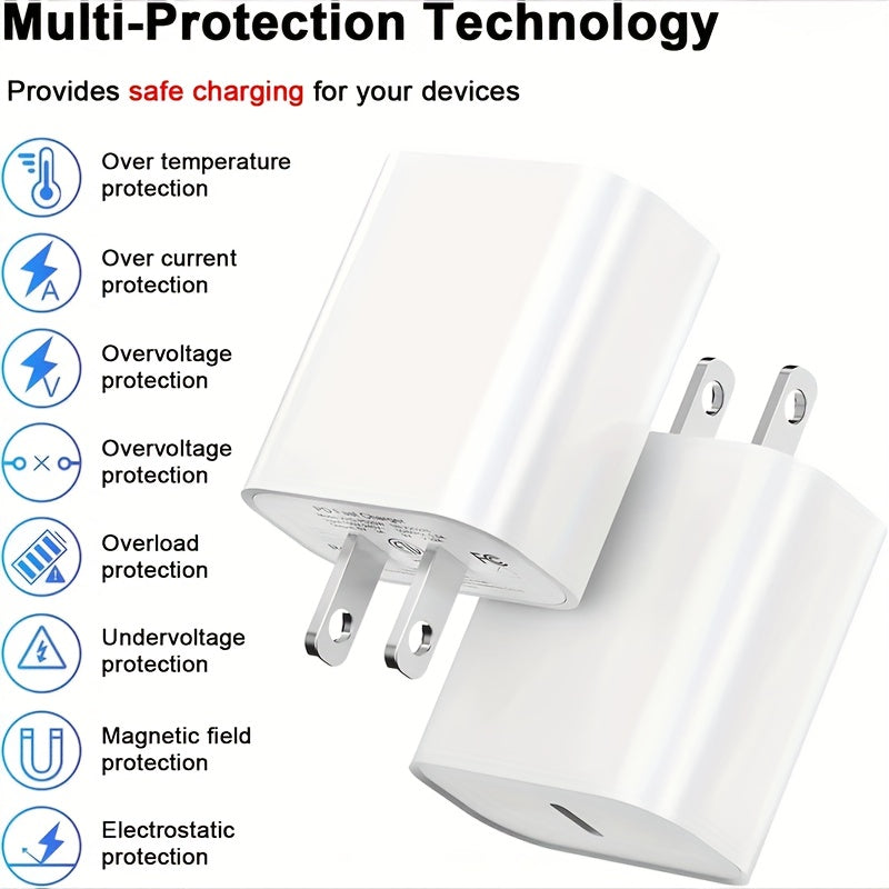 [Fast Charger] 20W Fast Charging Wall Charger Kit, USB-C to Lightning Cable | Universal Power Adapter for iPhone 14 Pro Max/13/12/11, PD Type-C Charger Kit, Charger Adapter Fast Charging, Wall Charger USB, USB C Fast Charging Cable, Multi USB Charger