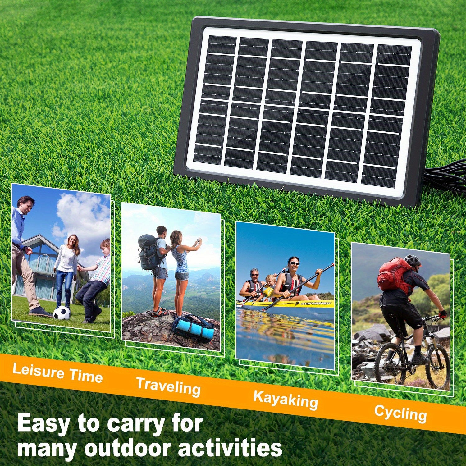 Lylting 1pc Cell Phone Solar Portable Charger-6w-6V with Multiple Interfaces USB, Excellent Choice for Outdoor Cell Phone Accessories, Suitable for Cell Phone Flashlight Small Fan Mobile Power Men's Razor