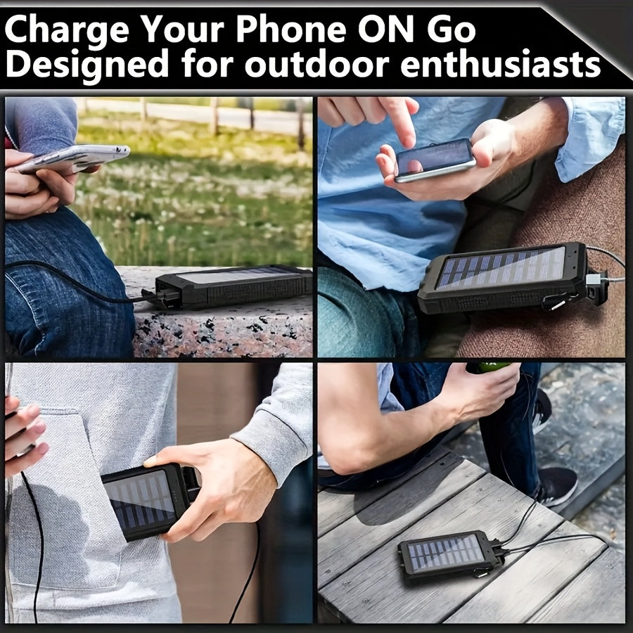 10000mAh 5V2A Fast Charging Multifunctional Solar Panel Power Bank with Ultra-bright LED Light, Large Capacity Rechargeable Portable Mobile Phone Charger, Dual Flashlights, Dual USB Port, Outdoor Travel Must Have Battery Packs, USB-C Ouput & Input, for