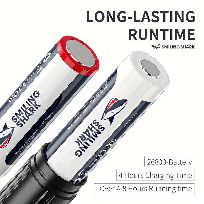 1pc Smiling Shark Rechargeable Flashlights M60 LED Super Bright Long Range, High Power Multi-Functional Handheld Flash Light with LCD Display & Power Bank Function for Emergency Security Camping