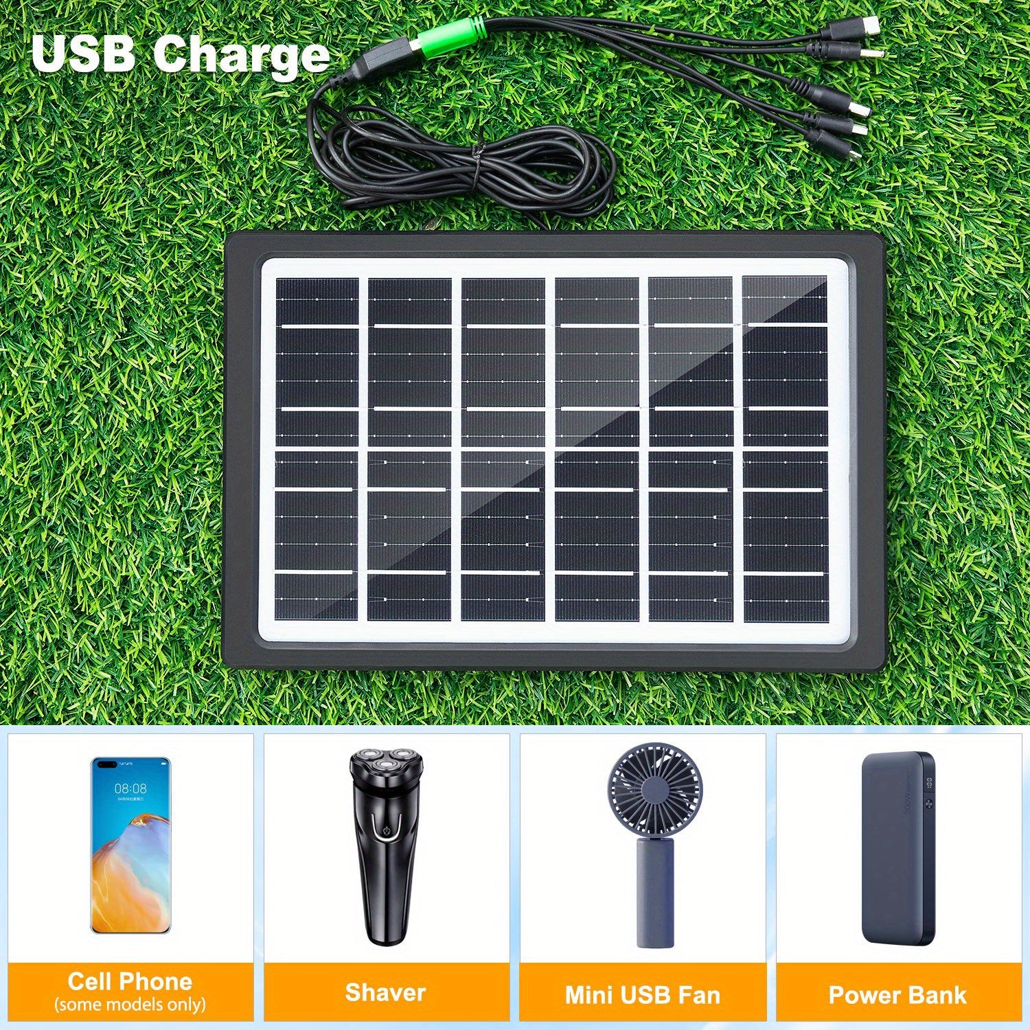 Lylting 1pc Cell Phone Solar Portable Charger-6w-6V with Multiple Interfaces USB, Excellent Choice for Outdoor Cell Phone Accessories, Suitable for Cell Phone Flashlight Small Fan Mobile Power Men's Razor