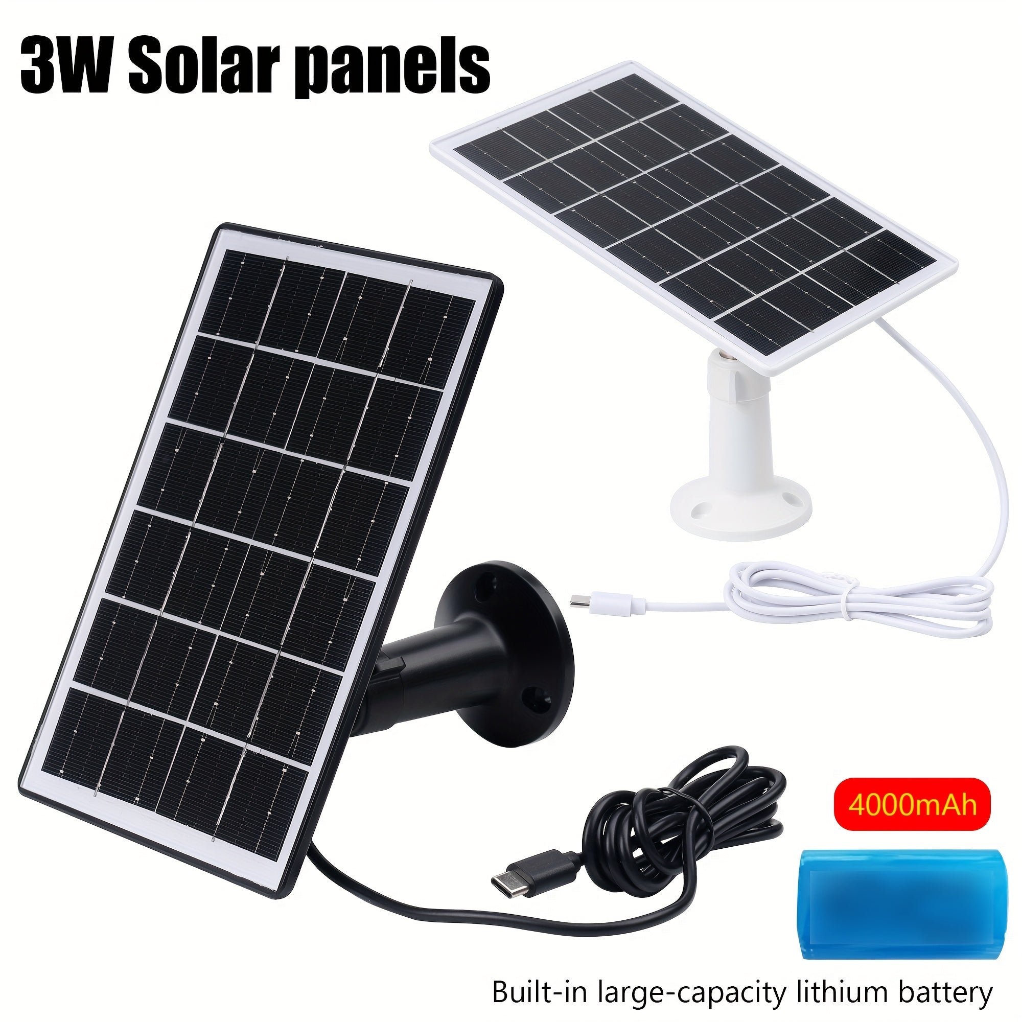 4000mAh Portable Solar Charger Panel with USB Connector, 3W Solar-Powered Charging Station for Outdoor Camping, Mobile Phones, Flashlights, Sports Cameras And Small Fans, Solar Panel with Built In Battery, Portable Solar Panel, Solar Panel Portable, Solar
