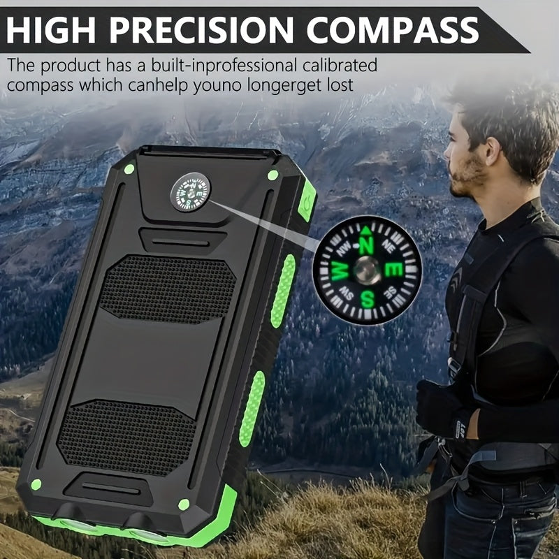 10000mAh 5V2A Fast Charging Multifunctional Solar Panel Power Bank with Ultra-bright LED Light, Large Capacity Rechargeable Portable Mobile Phone Charger, Dual Flashlights, Dual USB Port, Outdoor Travel Battery Packs, for iPhone/Android/Smartphone