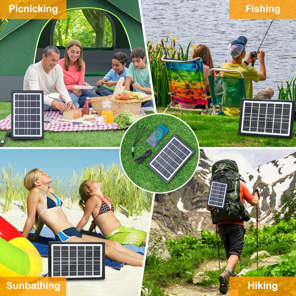 Lylting 1pc Cell Phone Solar Portable Charger-6w-6V with Multiple Interfaces USB, Excellent Choice for Outdoor Cell Phone Accessories, Suitable for Cell Phone Flashlight Small Fan Mobile Power Men's Razor
